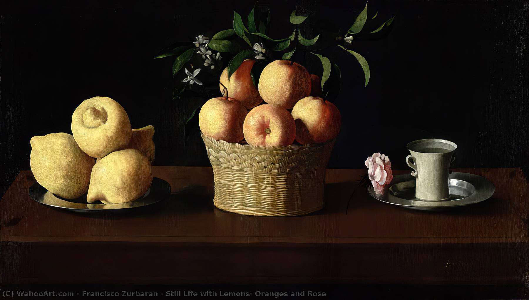 Nature Morte Aux Citrons Et Oranges Avec Une Rose Reproductions D'art Still Life with Lemons, Oranges and Rose de